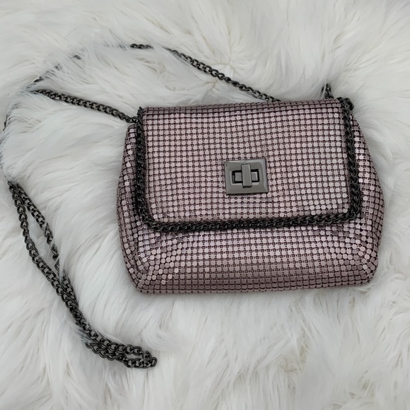 BCBG Light Pink Mesh and Chain bag - Picture 1 of 3
